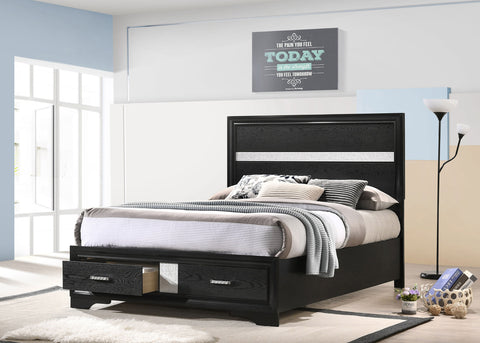 Olvera 51-inch Wood Full Storage Panel Bed BlackBlack