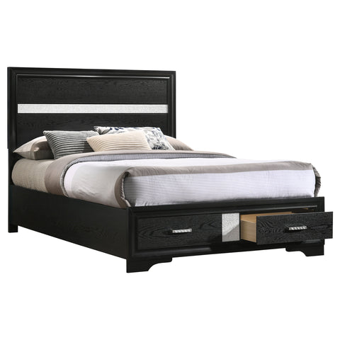 Olvera 51-inch Wood Full Storage Panel Bed BlackBlack