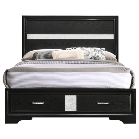 Olvera 51-inch Wood Full Storage Panel Bed BlackBlack