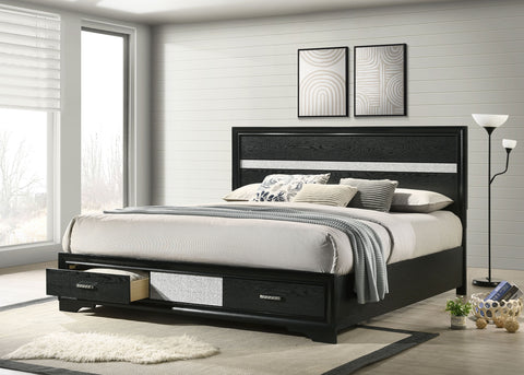 Olvera 51-inch Wood Eastern King Storage Panel Bed BlackBlack