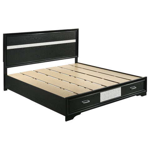 Olvera 51-inch Wood Eastern King Storage Panel Bed BlackBlack