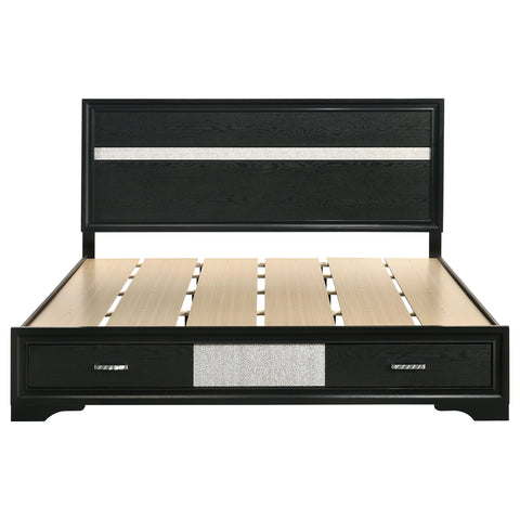 Olvera 51-inch Wood Eastern King Storage Panel Bed BlackBlack