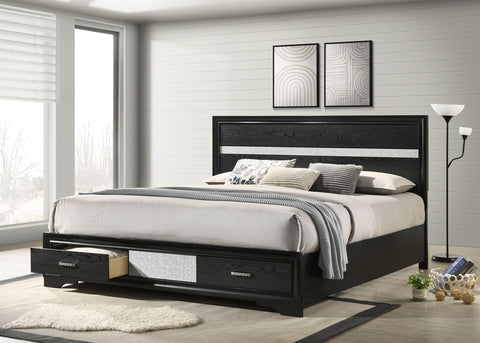 Olvera 51-inch Wood California King Storage Panel Bed BlackBlack