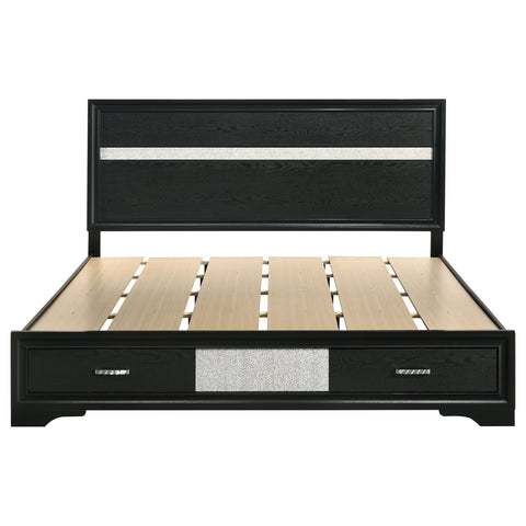 Olvera 51-inch Wood California King Storage Panel Bed BlackBlack