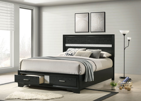 Olvera 51-inch Wood Queen Storage Panel Bed BlackBlack