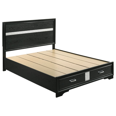 Olvera 51-inch Wood Queen Storage Panel Bed BlackBlack