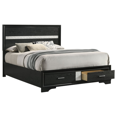 Olvera 51-inch Wood Queen Storage Panel Bed BlackBlack