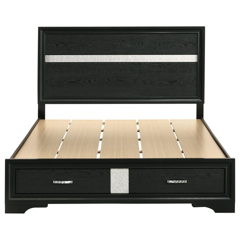 Olvera 51-inch Wood Queen Storage Panel Bed BlackBlack