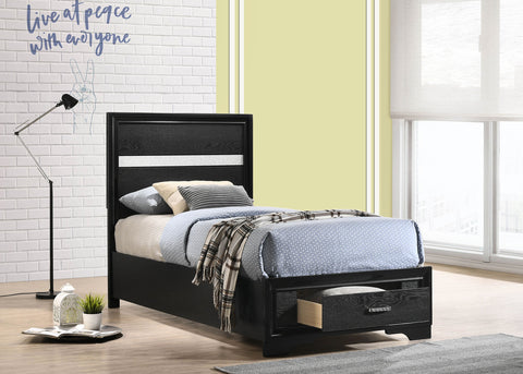 Olvera 51-inch Wood Twin Storage Panel Bed BlackBlack