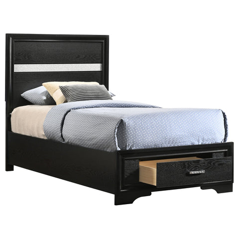 Olvera 51-inch Wood Twin Storage Panel Bed BlackBlack