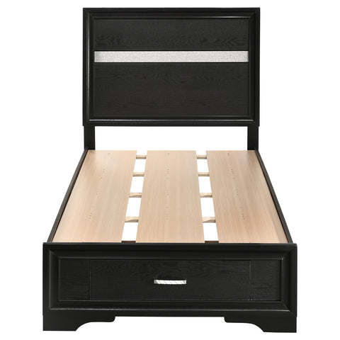 Olvera 51-inch Wood Twin Storage Panel Bed BlackBlack