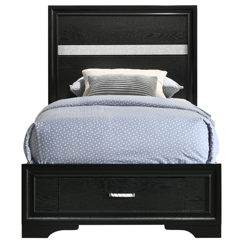 Olvera 51-inch Wood Twin Storage Panel Bed BlackBlack