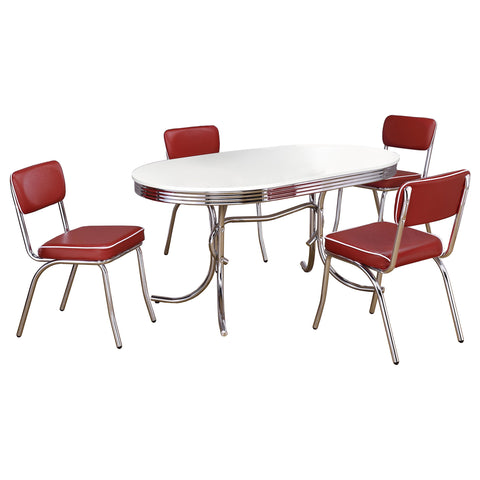 Kemper 5-piece Oval Dining Table Set White and RedWhite