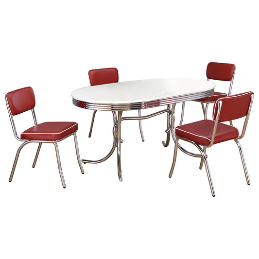 Kemper 5-piece Oval Dining Table Set White and RedWhite