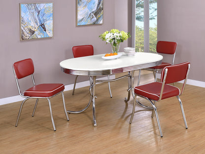 Kemper 5-piece Oval Dining Table Set White and RedWhite