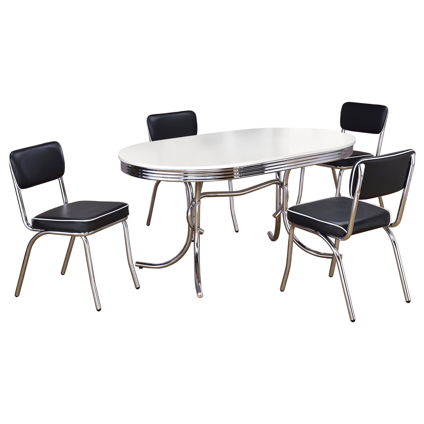 kemper 5-piece oval dining table set white and blackwhite