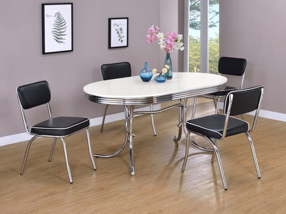 Kemper 5-piece Oval Dining Table Set White and BlackWhite