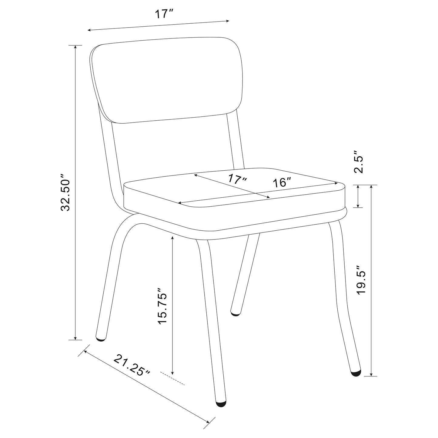 collins upholstered dining side chair black (set of 2)