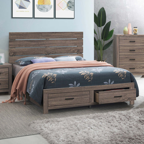 Oriel Wood Eastern King Storage Panel Bed Barrel OakBarrel Oak