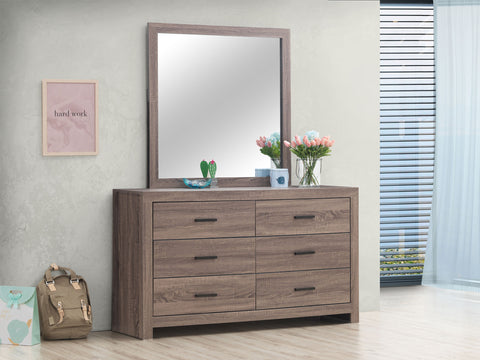 Oriel 6-drawer Dresser with Mirror Barrel OakBarrel Oak