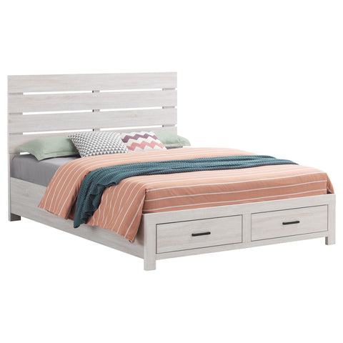 Oriel Wood Eastern King Storage Panel Bed Coastal WhiteCoastal White