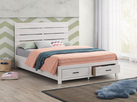 Oriel Wood Queen Storage Panel Bed Coastal WhiteCoastal White