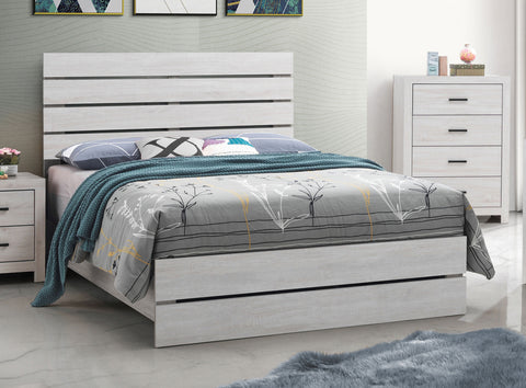 Oriel Wood Queen Panel Bed Coastal WhiteCoastal White