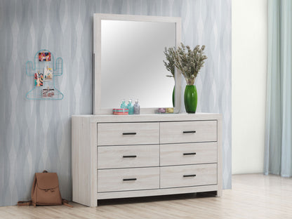 Oriel 6-drawer Dresser with Mirror Coastal WhiteCoastal White