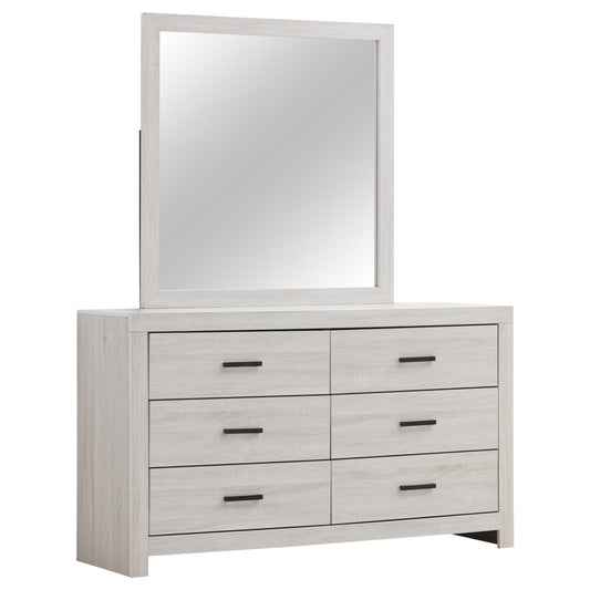 Oriel 6-drawer Dresser with Mirror Coastal WhiteCoastal White