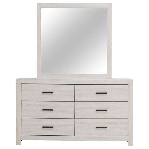 Oriel 6-drawer Dresser with Mirror Coastal WhiteCoastal White
