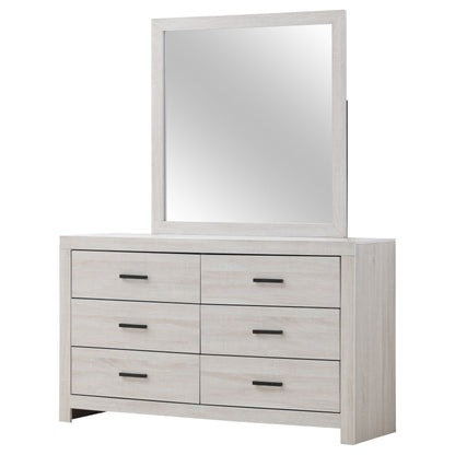 Oriel 6-drawer Dresser with Mirror Coastal WhiteCoastal White