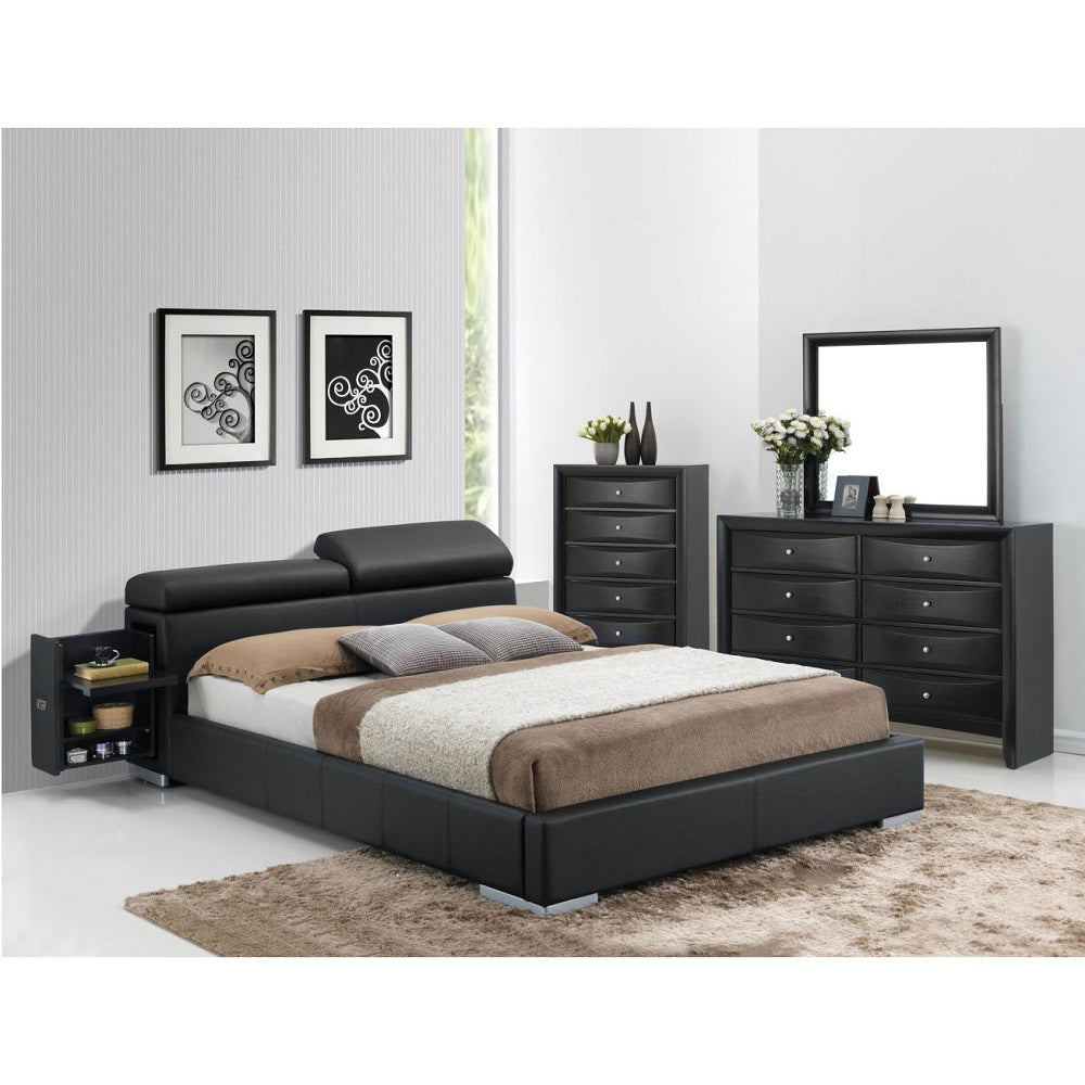 alessio ek bed, black synthetic leather