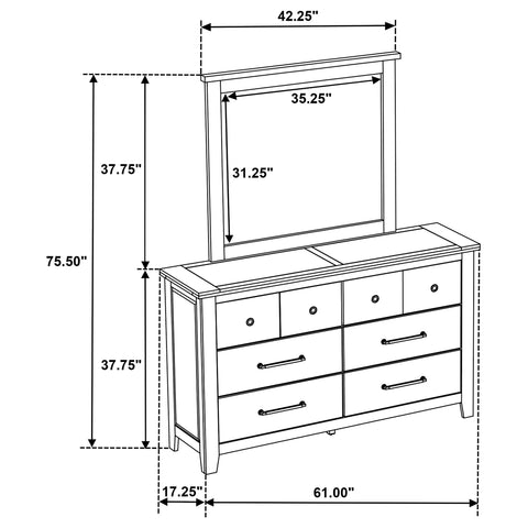 Byers 6-drawer Bedroom Dresser with Mirror Vineyard Oak