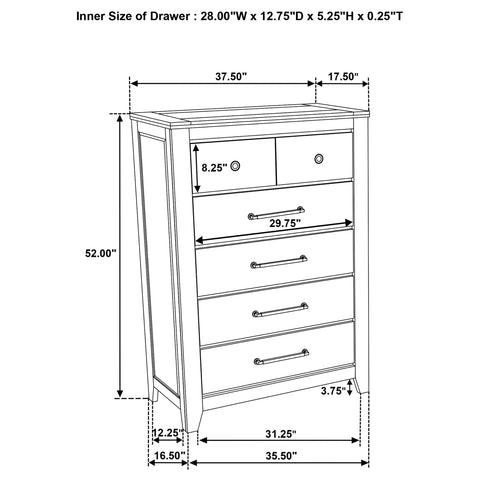 Byers 5-drawer Bedroom Chest of Drawers Vineyard Oak