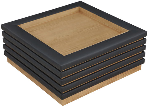 Kira Black Vegan Leather And Oak Veneer Coffee Table, 1 Piece