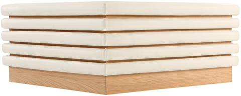 Kira Cream Vegan Leather And Oak Veneer Coffee Table, 1 Piece