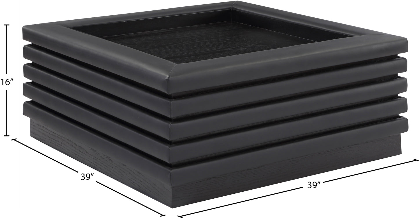 brooke black faux leather coffee table ct