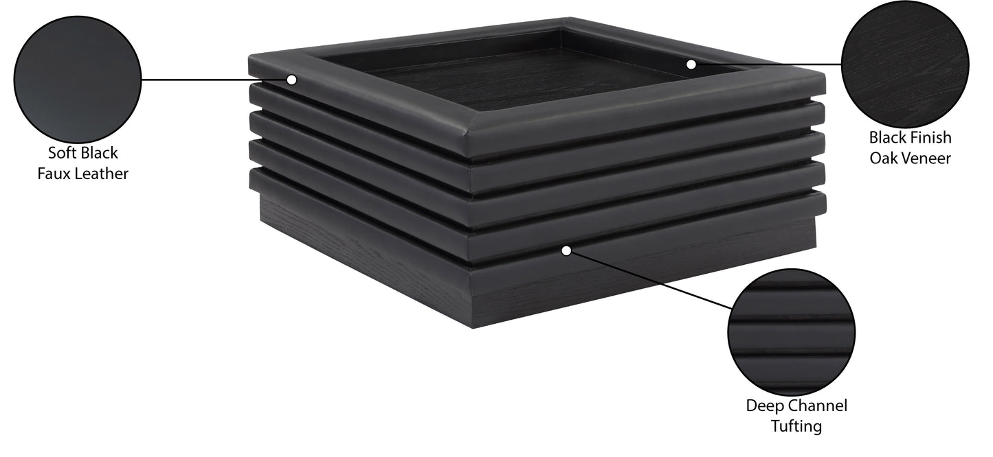 brooke black faux leather coffee table ct