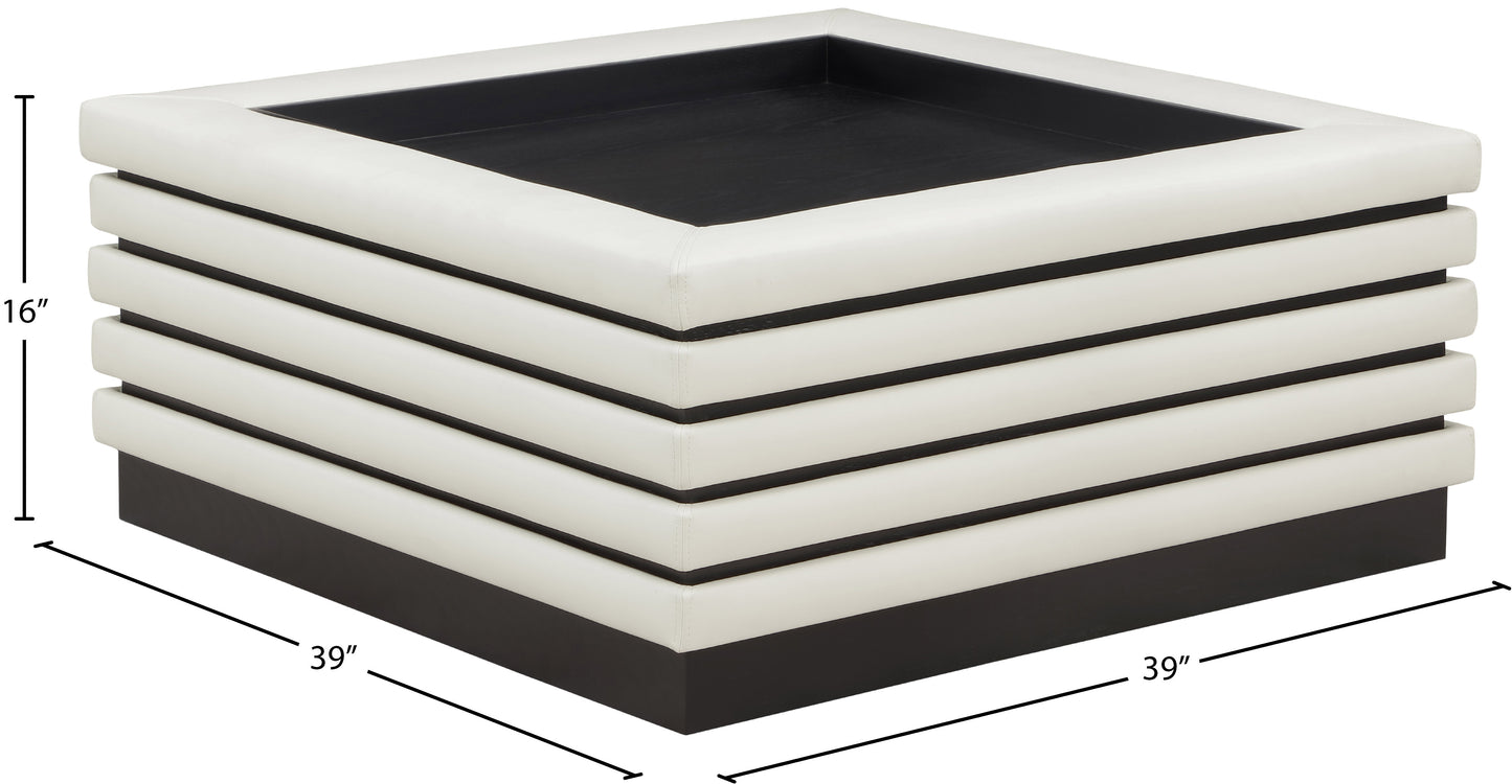 brooke cream faux leather coffee table ct