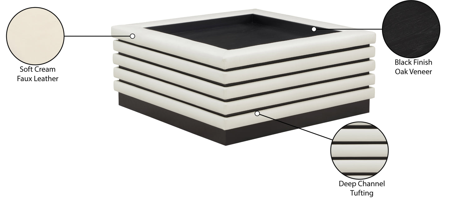 brooke cream faux leather coffee table ct