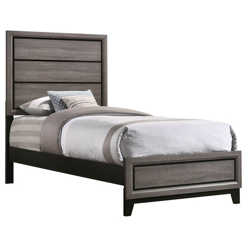 Brantley Wood Twin Panel Bed Grey OakGrey Oak