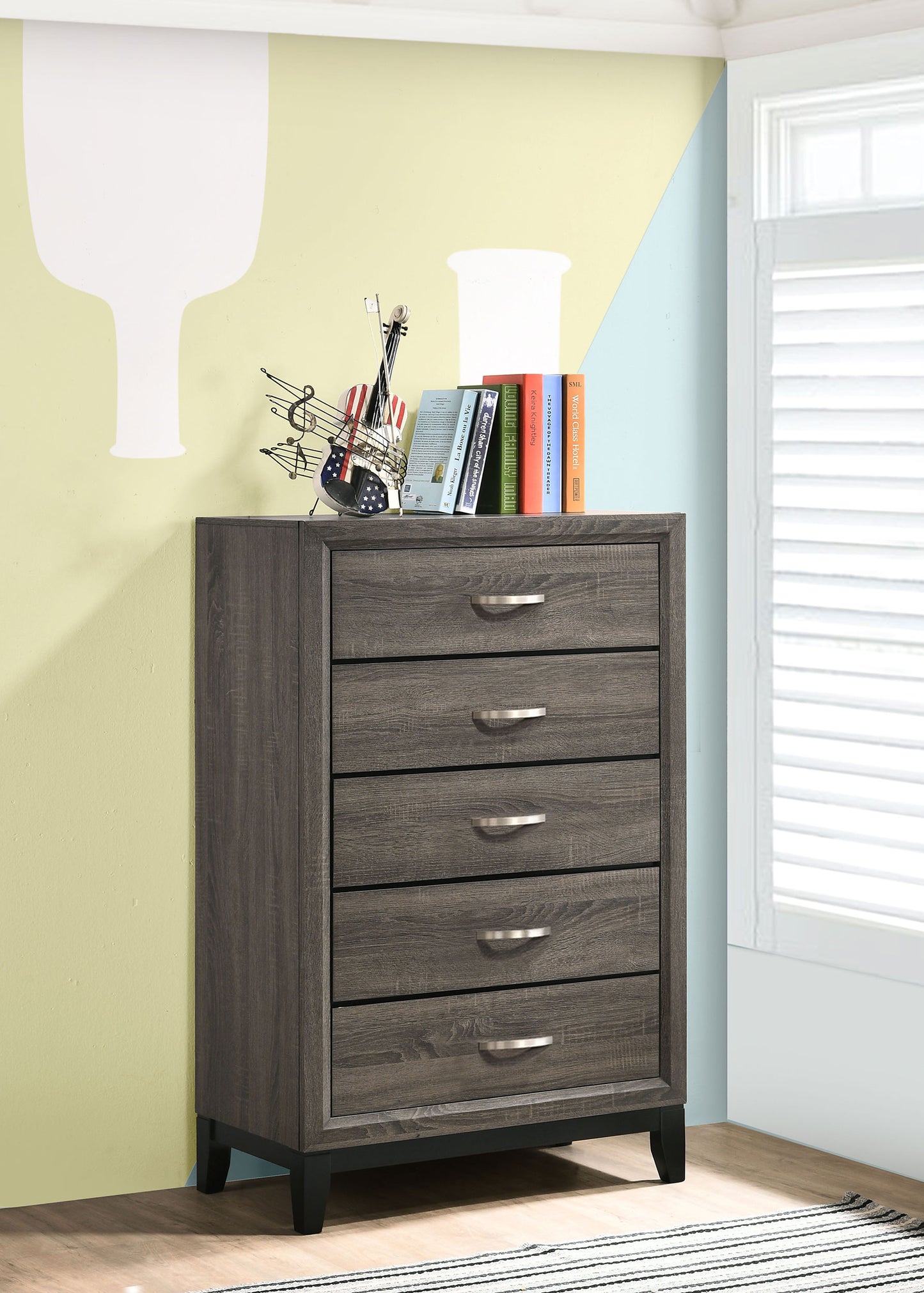 brantley 5-drawer bedroom chest grey oakgrey oak