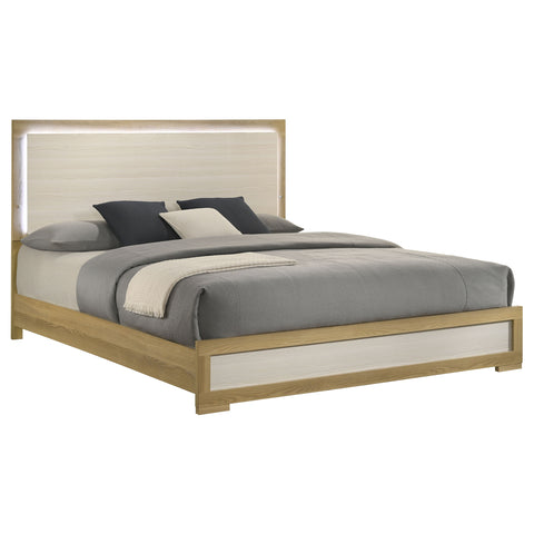 Topher Eastern King Panel Bed LED Headboard NaturalNatural