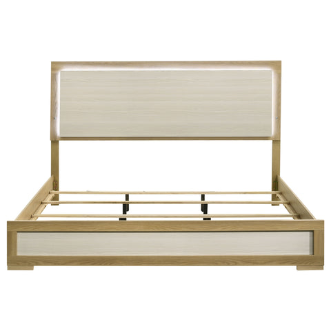 Topher Eastern King Panel Bed LED Headboard NaturalNatural