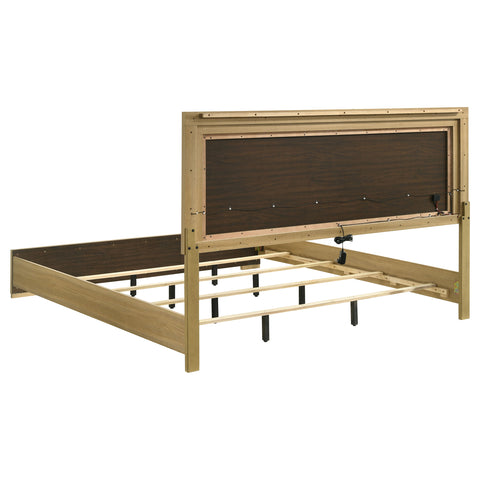 Topher Eastern King Panel Bed LED Headboard NaturalNatural