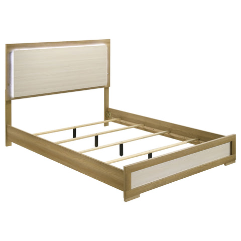 Topher Wood Queen LED Panel Bed Natural and WhiteNatural
