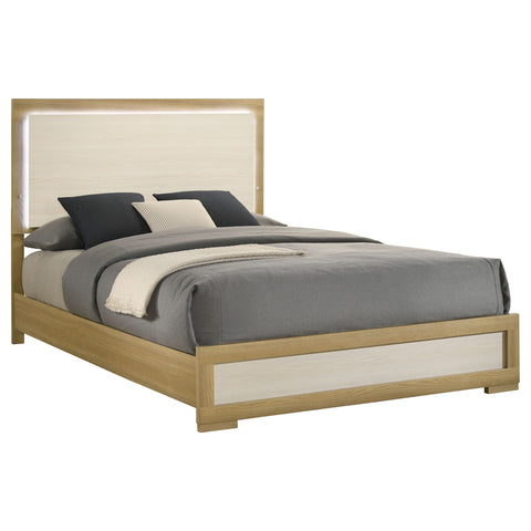 Topher Wood Queen LED Panel Bed Natural and WhiteNatural