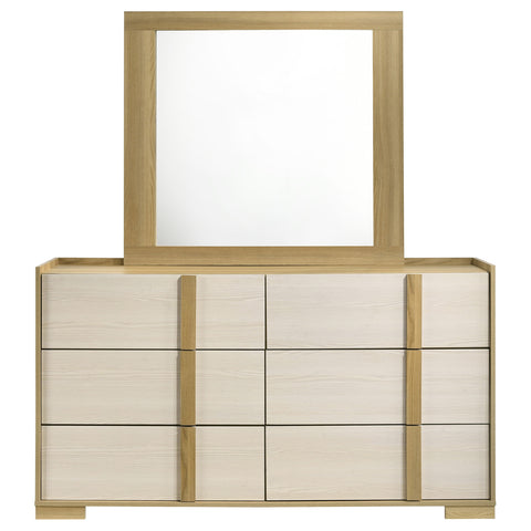 Topher 6-drawer Dresser with Mirror NaturalNatural/White