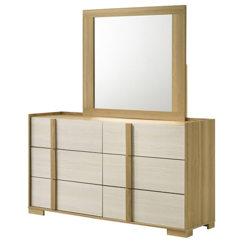 Topher 6-drawer Dresser with Mirror NaturalNatural/White