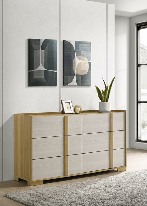 Topher 6-drawer Dresser NaturalNatural